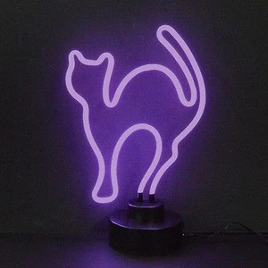 purple cat desk display lamp neon sculpture
