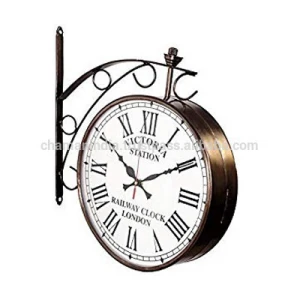 Railway Station Double Sided Iron Wall Clock