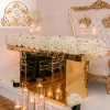 Rectangle Shaped Mirror Gold Glass Wedding Table For Event & Party Use