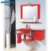 Red modern design hot sell with glass basin bowl waterproof pvc storage for bathroom