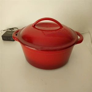 red to dark red cast iron casserole ennamel lid