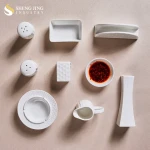 Restaurant Hotel White Service De Table Ceramic Salt Pepper Shaker Soy Sauce Dish Napkin Holder Dinning Table Accessories