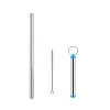 Reusable 304 Stainless Steel Metal Telescopic Drinking Straw Portable Collapsible Straw Bar Wine Accessory