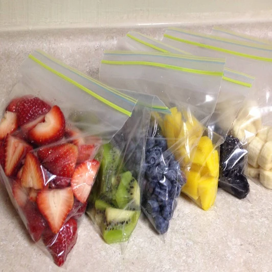 Reusable Double Zip Lock Frozen Food Pouch For Fruit / Vegetables