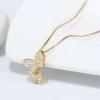 RINNTIN SN191 Fashion Accessories Women 925 Sterling Silver Gold Chains Butterfly Necklace Jewelry