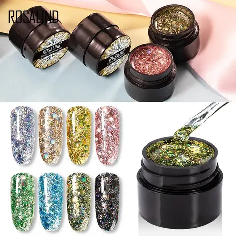 Rosalind nail supplies oem private label 5ml shiny diamond gel polish soak off semi permanent uv gel nail polish for wholesale