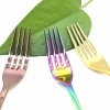Rose gold / Rainbow / Gold / Black Stainless Steel Metal Titanium Dessert Salad Forks