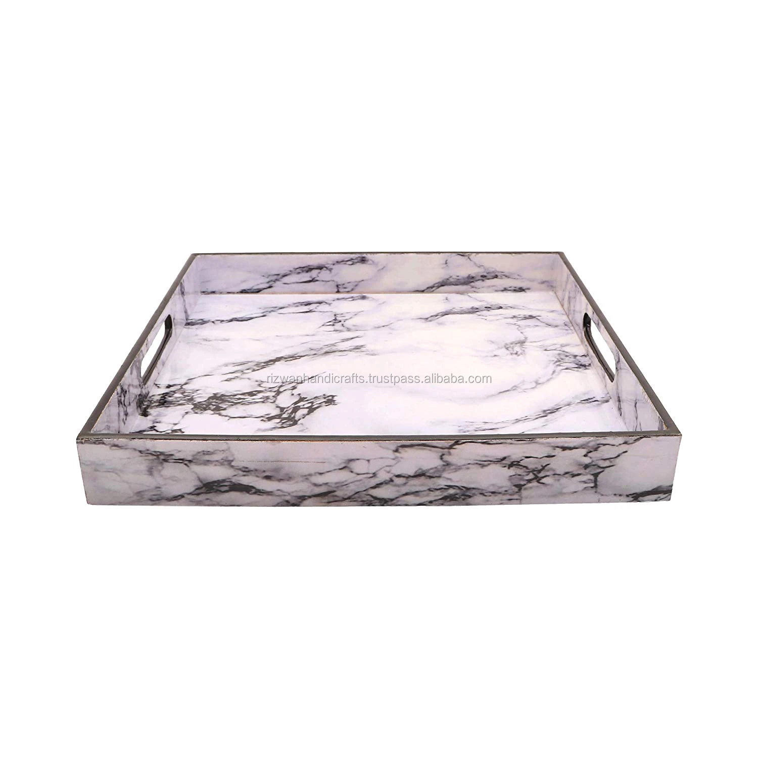 round marble and metal serving tray, marble serving tray with gold metal handle for wedding home hotel decoration