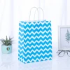 Round Rope Handle Square Bottom Gift Shopping Kraft Paper Bag With Printed Pattern