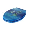 Round Toilet Seat, Anti-Bacterial, Easy Clean and Strong Hinges, Toilet Lid Cover for Family Bathroom (Dolphins)