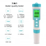 Salinity meter ph test pH metre backlight water testing 7 in 1 ph meter