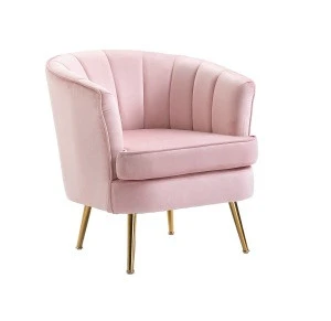 (SANDY) Modern Candy Pink Leisure Arm Chairs Single Couch Seat Home Garden Living Room Furniture Sofa with Gold Metal Legs
