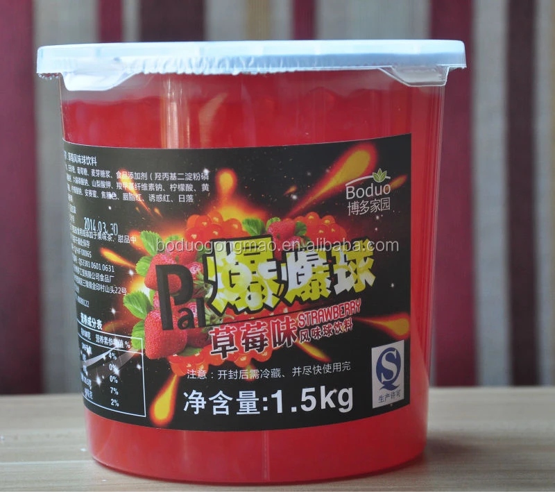 Seaweeds Extract Coating Popping Boba with Stratberry Flavor