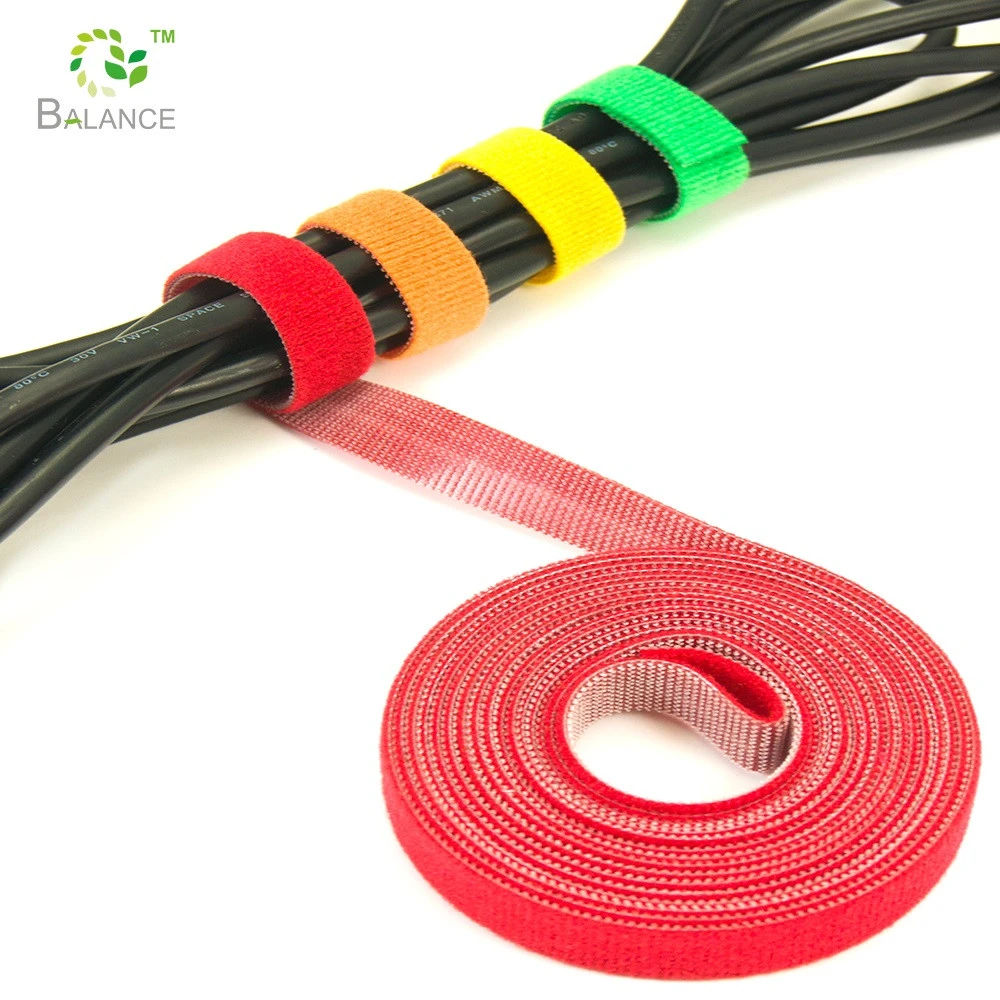 Self locking nylon cable ties hook and loop strip reusable cable fastener wrap