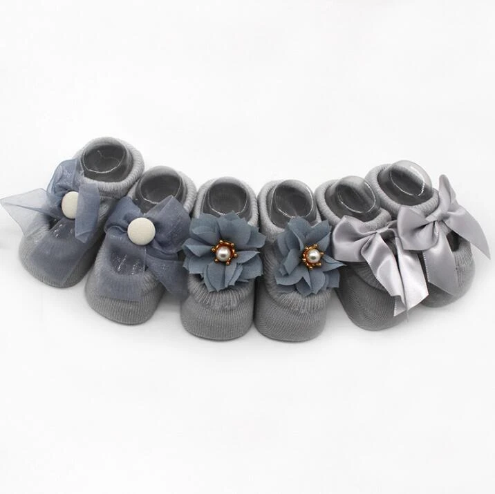 SO039 Organic Cotton Infant&amp;Toddlers Lace Flower Baby Socks Shoes