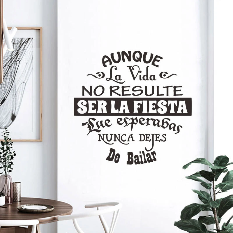 Spanish Version Family Vinyl Wall Decal Never Stop Dancing Quote Wall Sticker Home Party Decoration Poster Decals
