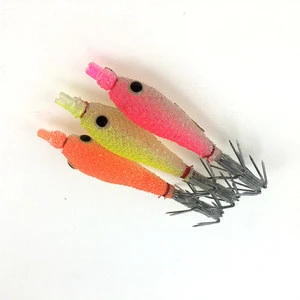 Squid jig fishing  baits  high quality colorful  bait  soft  with squid jig 70 mm 3.6g shrimp hook  MKS-018-70mm