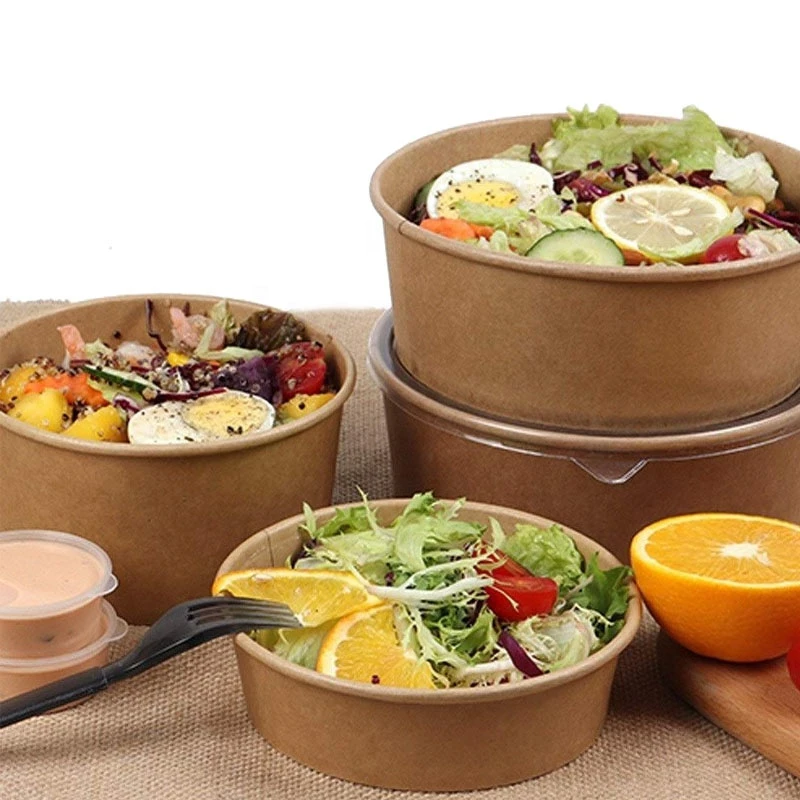 SR Wholesale Custom Restaurant 48oz disposable Kraft salad paper bowls