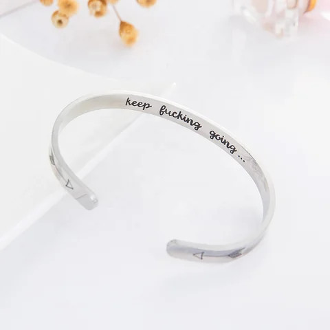 Stainless Steel Bracelet C-shaped Open Bracelet Customized Engraved Bracelet