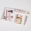 Stationery Set Notebook Set with Cute Diary Colorful Printing Inside Pink Tape Pen Note Pad and Clip in a Box