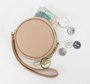 stock small gift portable wristlet pouch wallet saffiano leather key chain round coin purse