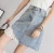 Summer lace raw cut skirt A-line half above knee length grind jean girl mini skirt tight crotch over Hip skinny denim skirt