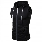 Summer Mens Plus Size Clothes Thin Solid Cotton Sleeveless Hooded Men Casual T-shirt