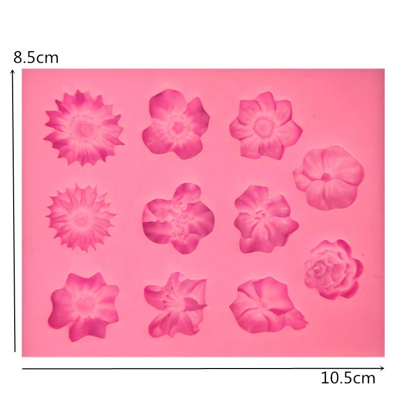 Sunflower Rose Flowers Shape Silicone Mold Cake Border DIY Decoration Chocolate Sugar Craft Polymer Clay Crafts 3D Mould Tools