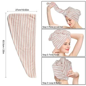 Super Absorbent Quick Dry Bath Shower Dry Head Turban with Buttons Dry Hair Hat hair drying cap towel dry hair cap quick dry cap