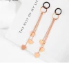 tassel earrings for women rose gold color plating stainless steel earrings heart drop earrings fashion jewelry 2018