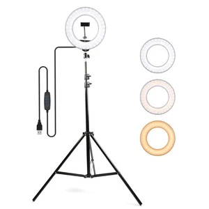 Tiktok Selfie Live Stream Camera Photo Accessories 10 inch 360 Degree Rotating 18W 120v LED Selfie Ring Light Tripod