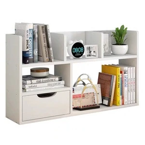 TMJ-2072 Desktop Bookshelf Adjustable Countertop Bookcase Office Supplies Wood Desk Organizer Accessories Display Rack