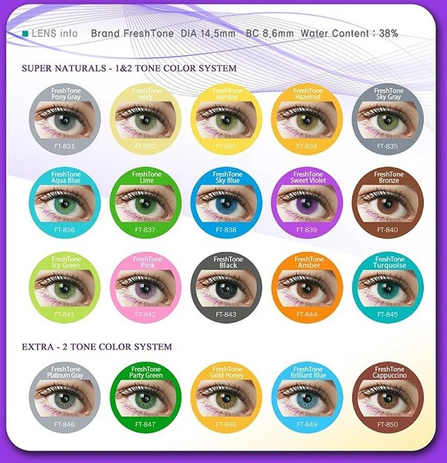 Top 50 Korean FreshTone colors Best Selling highlight all colors comfort cosmetic contact lens