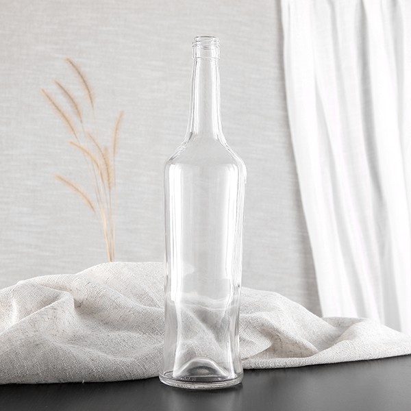 Transparent Irregular Cylindrical Shape Glass Bottle with Guala Cap