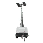 Truck mounted telescopic light tower pole working light tower
