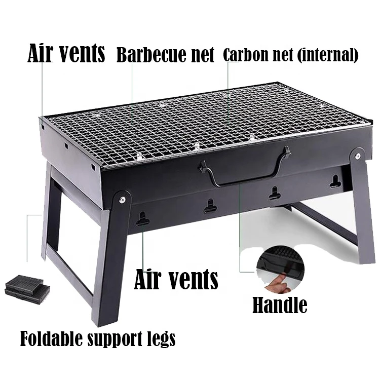 Two sizes folding barbeque grill carbon oven camping cooker outdoor grill
