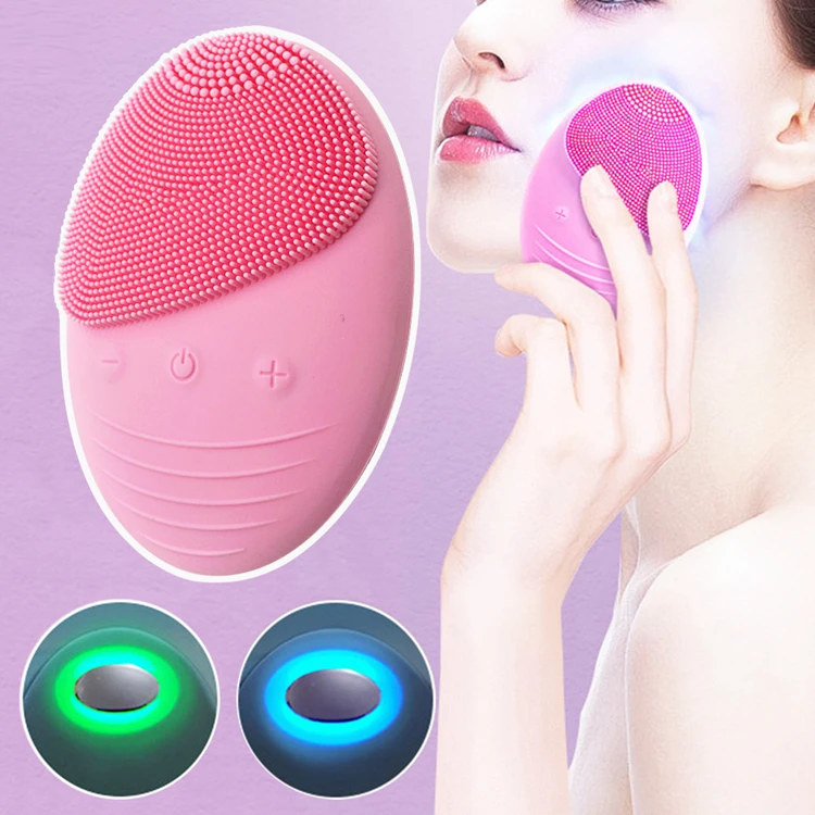 Ultrasonic IPX7 waterproof silicone wireless rechargeable facial cleansing brush