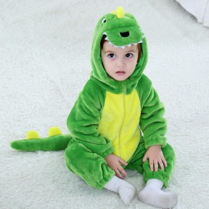 Umorden Baby Dinosaur Kigurumi Green Cartoon Animal Costume Infant Toddler Child Bodysuit Jumpsuit Onesie Flannel Comfortable