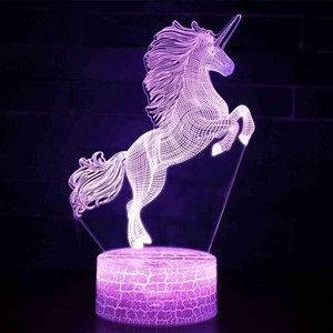 Unicorn Gift Kids Night Light for Christmas 3D Night Light Horse Gifts Led Illusion Lamps Birthday Gifts for Girls Home Decor