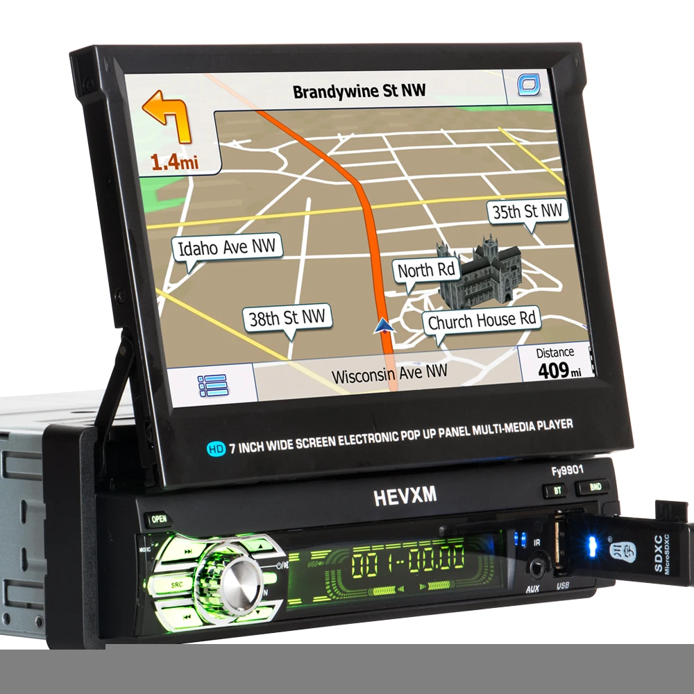 universal GPS navigation Reversing Priority Retractable Screen Multi-function Car MP5 Player 9901