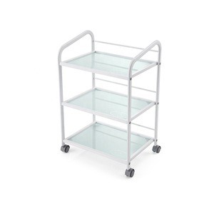 USA free shipping medical  salon trolley with four wheels and three cabinets can add light