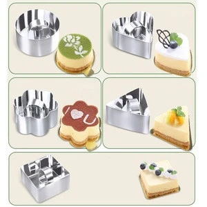 Various stainless steel baking tools mousse dessert rings cake rings with pusher