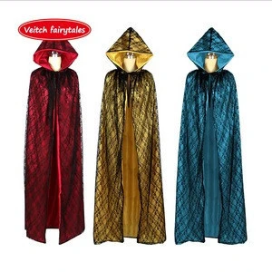 Veitch fairytales Children Medieval Full Length Hooded Robe Cloak Cape Christmas Halloween Cosplay Party Costumes