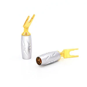 Viborg  Pure Copper Gold Plated Fork AMP Speack Cable Male Connector Audio Phono Wire Y Spade Plug U-type Terminals