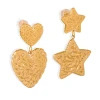 Vintage 2024 Stainless Steel Pentagram Star Dangle Earrings Bijoux Women Simple Metal Rust Proof Trendy Daily Gold Jewelry