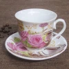 Vintage flower design cafe coffee shop cups 160ml ceramic tea cup saucer sets