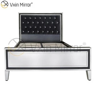 Vxin Mirror Furniture WXWF-1081Black Frame Silver Glass  Mirrored king Bed