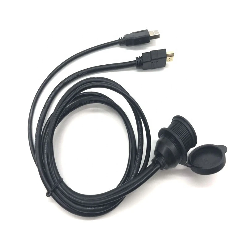 waterproof Car Boat Lead Mounting Dash Flush Mount panel USB 2.0 3.0 A  Male to Female audio video Extension Cable