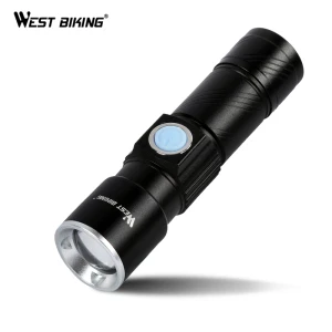 WEST BIKING Bike Safty Bicycle Light With Phone Holder Adjustable Cycling Accessories USB Rechargeable USB Bicycle Front Light