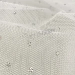 White Elegance Eyelet Tulle Fabric with Glitter for Bridal's Veil from Tin Seng Fabric Manufacturer